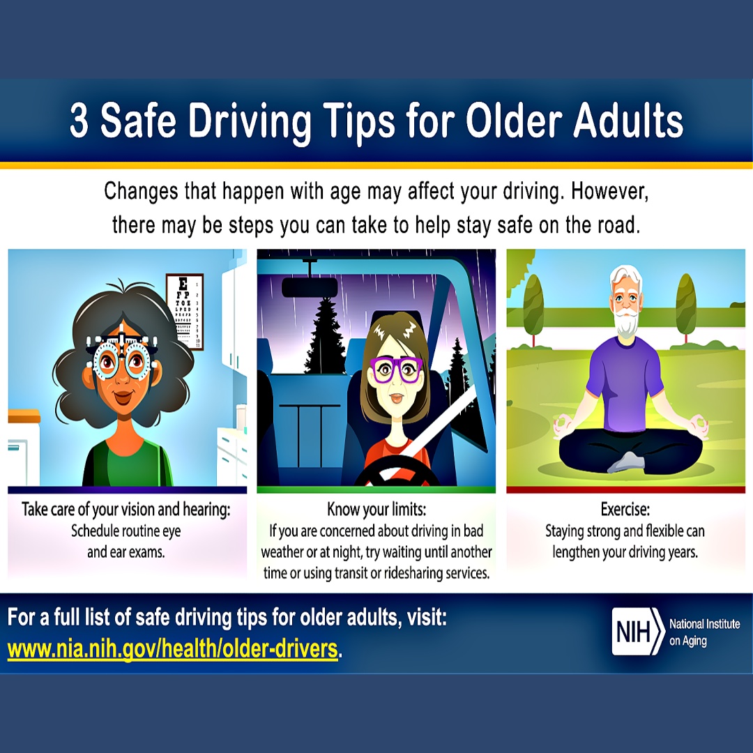 Tips for older adults to drive safely Maybe you already know that driving at night or in rainy weather is a problem for you. Some older drivers also have problems with certain routes or driving on busy highways,