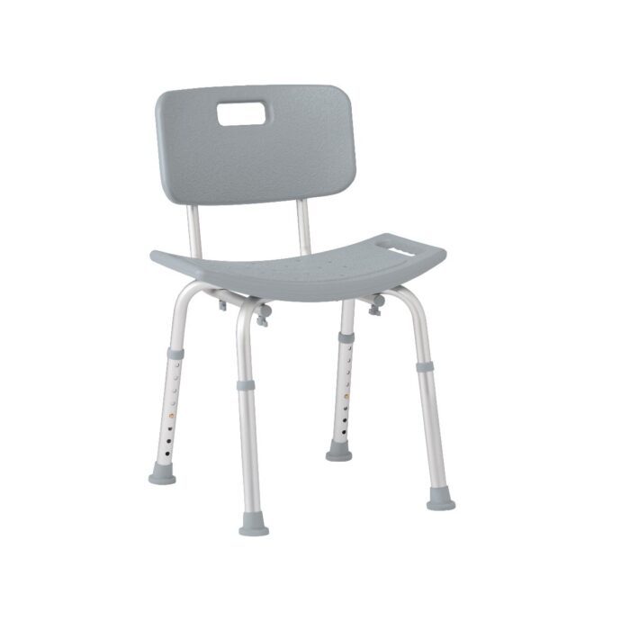 Shower Chair: Aluminum with Back & Slip-Resistant Feet