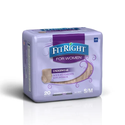 FitRight Ultra Incontinence Underwear for Women, Size S/M, For Waist Size 28"-40"